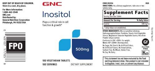 GNC Inositol B8 Supplement 500mg tablet close-up