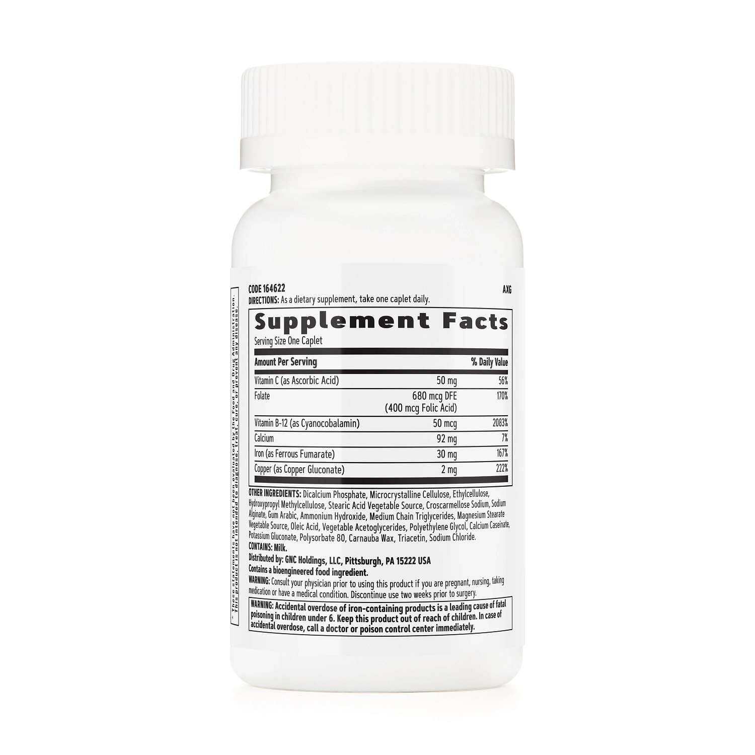 GNC Iron Supplement capsule close-up