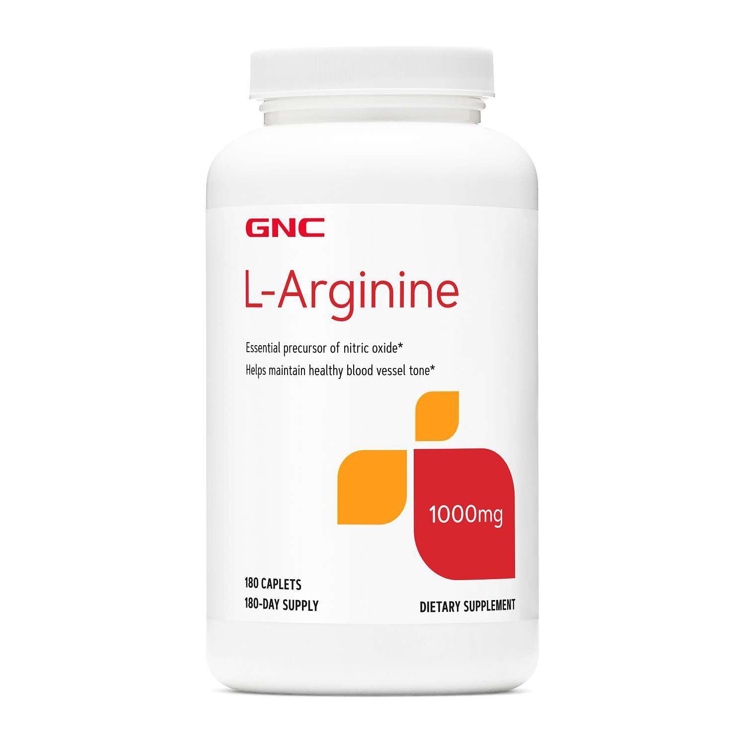 GNC L-Arginine Caplets 180 count front view