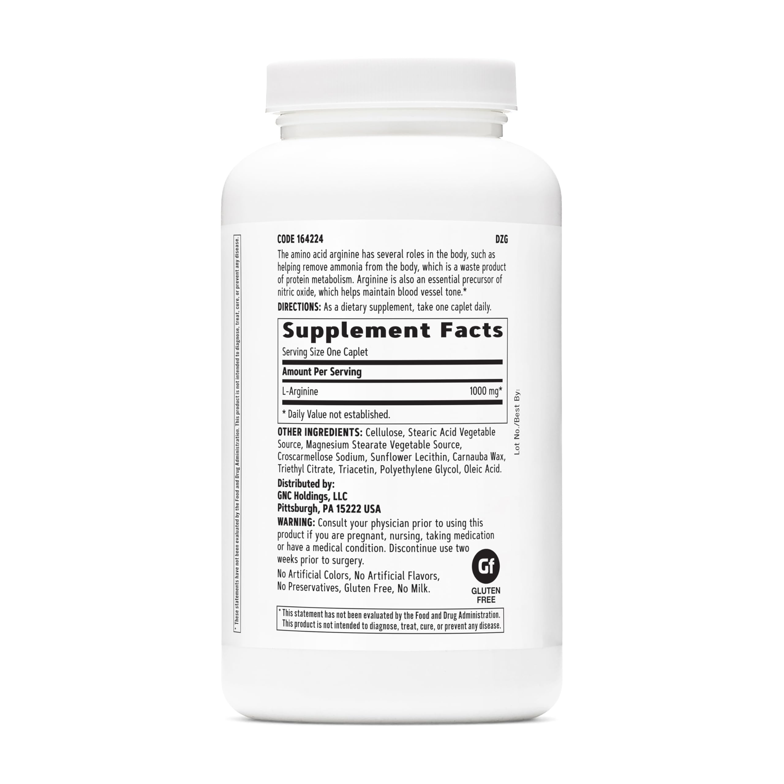 GNC L-Arginine Caplets showing packaging