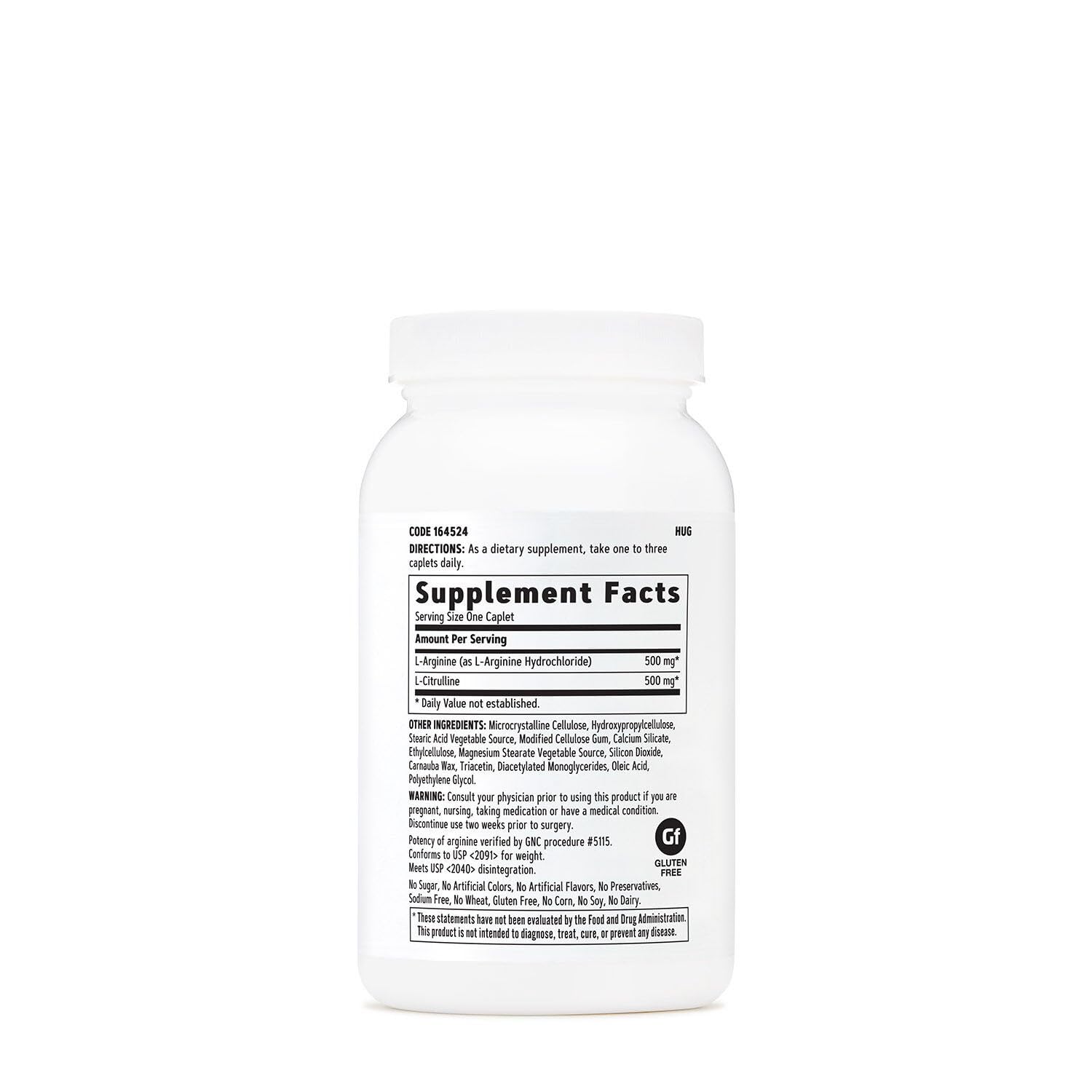 GNC L-Arginine & L-Citrulline caplets side view