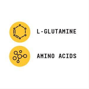 GNC L-Glutamine Powder with a glass of water