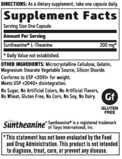 GNC L-Theanine 200mg softgel capsule side view