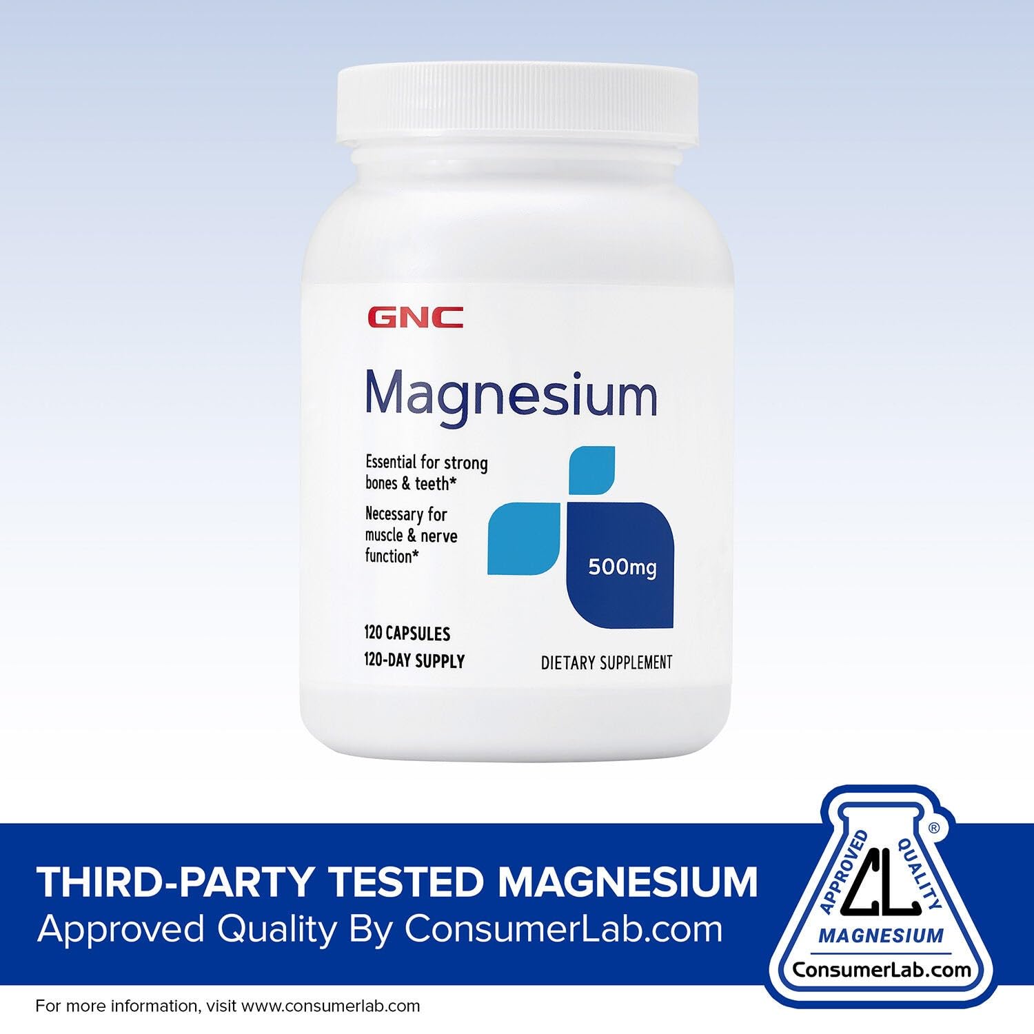 GNC Magnesium Supplement 120 Capsules with measuring spoon
