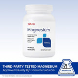 GNC Magnesium Supplement 120 Capsules with measuring spoon