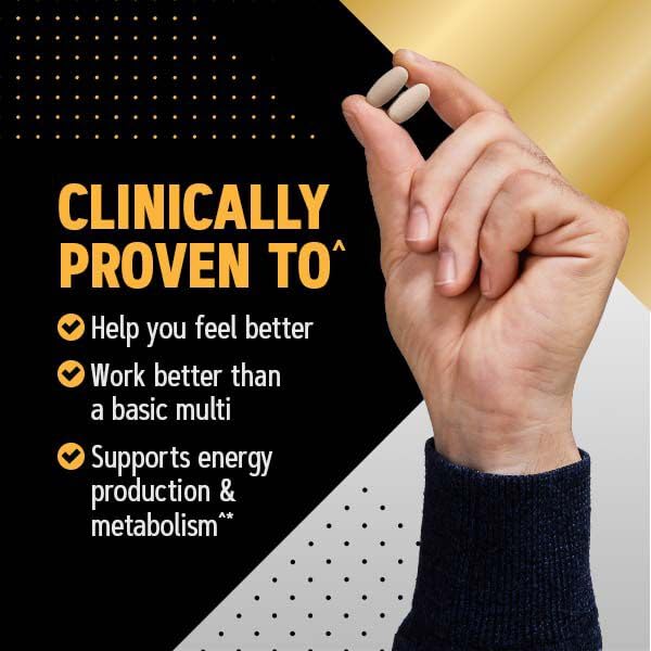 GNC Mega Men Health Multivitamin opened bottle with capsules