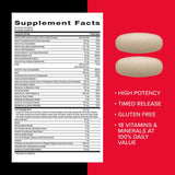 GNC Mega Men Multivitamins caplet close-up on a white background