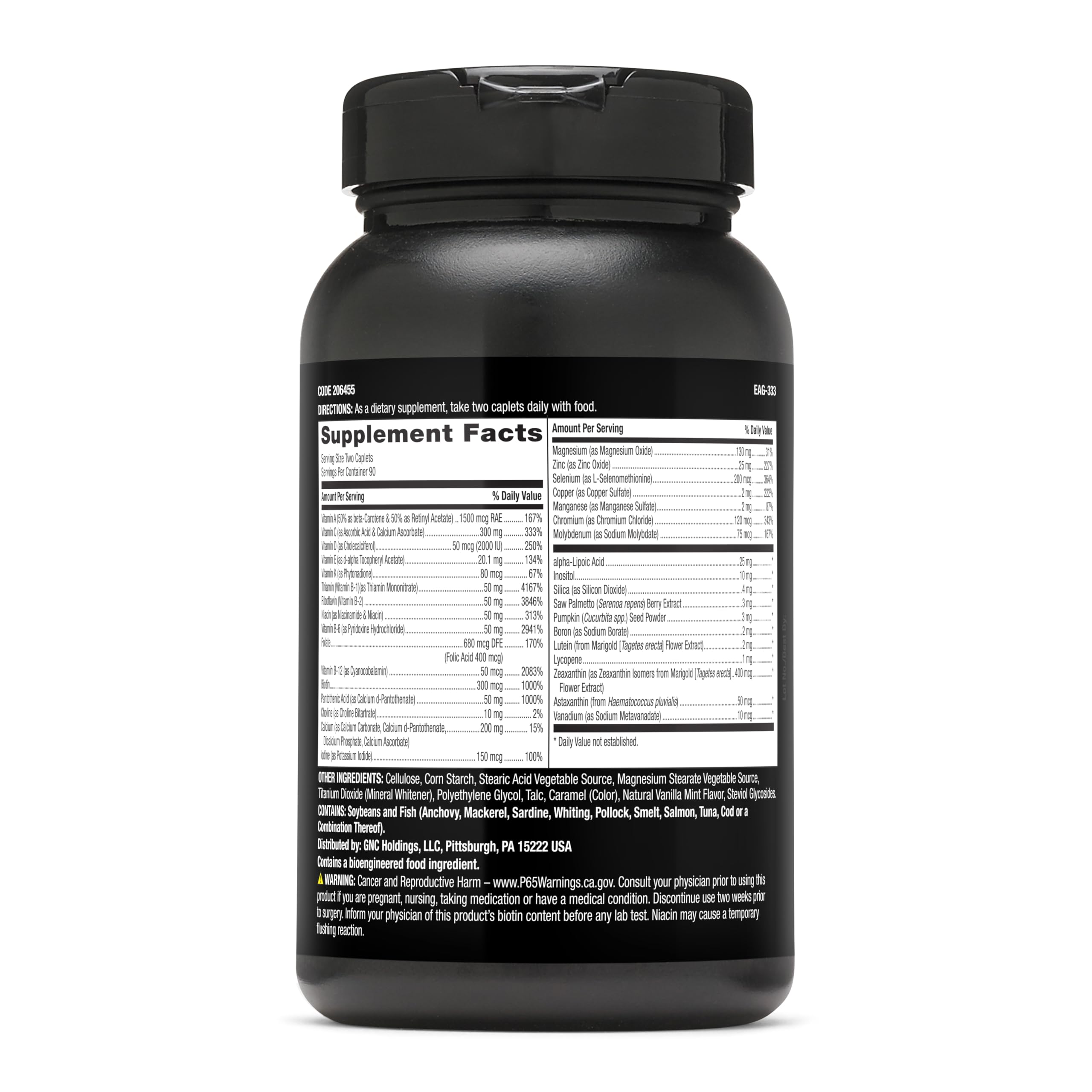 GNC Mega Men Multivitamins side view showing caplet size
