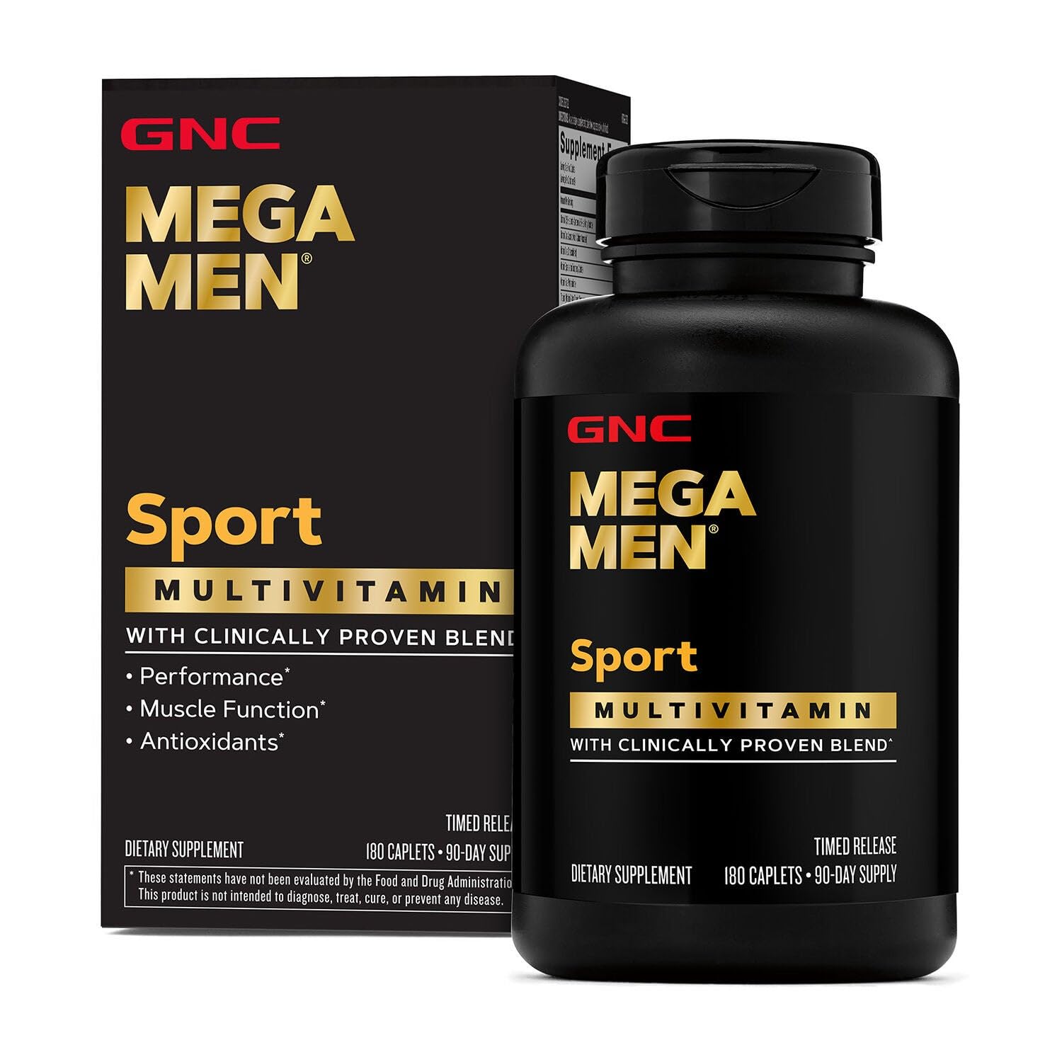 GNC Mega Men Sport Multivitamin 90 caplets front view