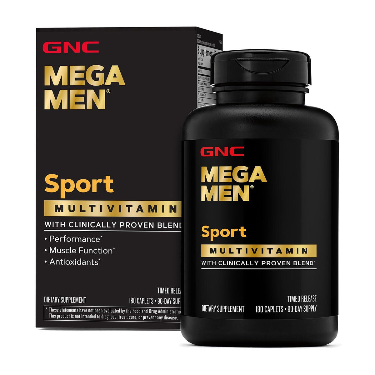 GNC Mega Men Sport Multivitamin 90 caplets front view