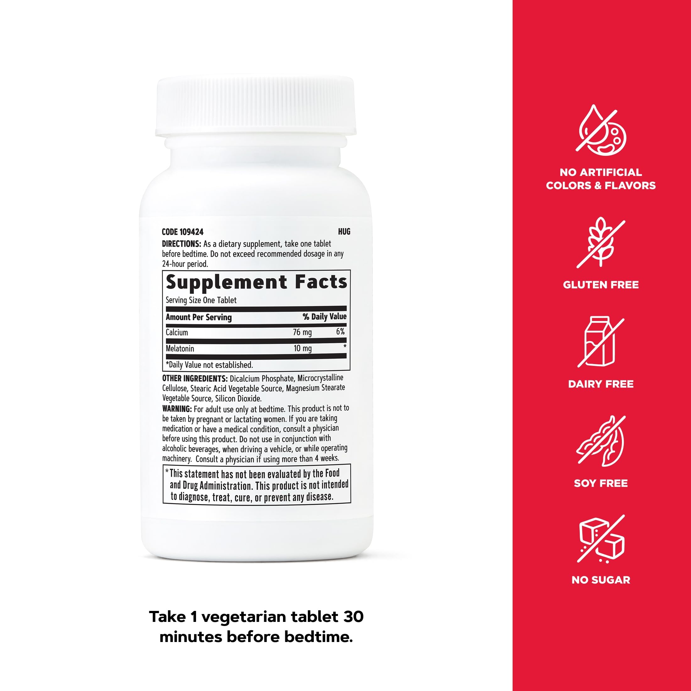 GNC Melatonin 10mg Sleep Aid 60 Tablets ingredients list