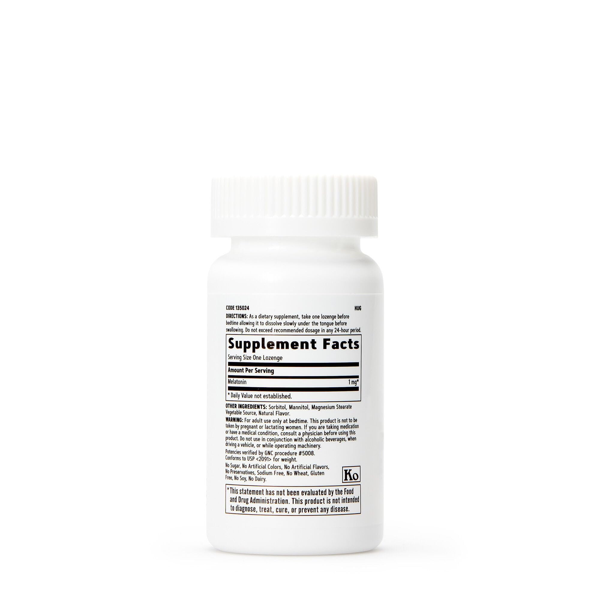 GNC Melatonin Lozenges 1mg Cherry back view with ingredient list