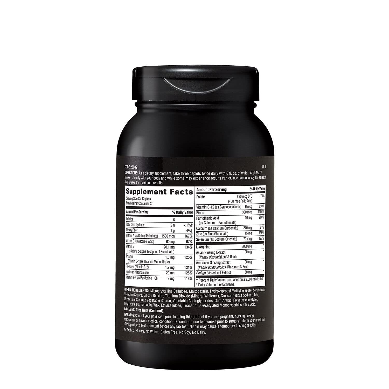 GNC Men's ArginMax side view showing ingredients list