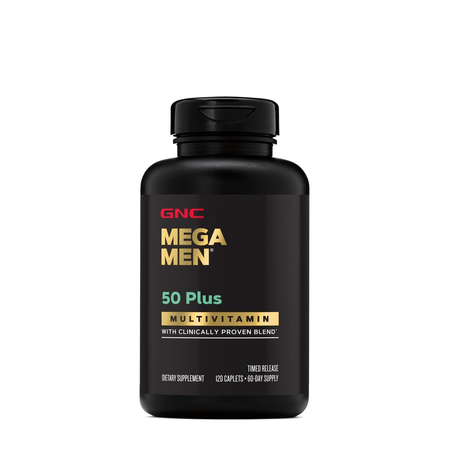 GNC Men's Multivitamin 60 caplets with dosage details
