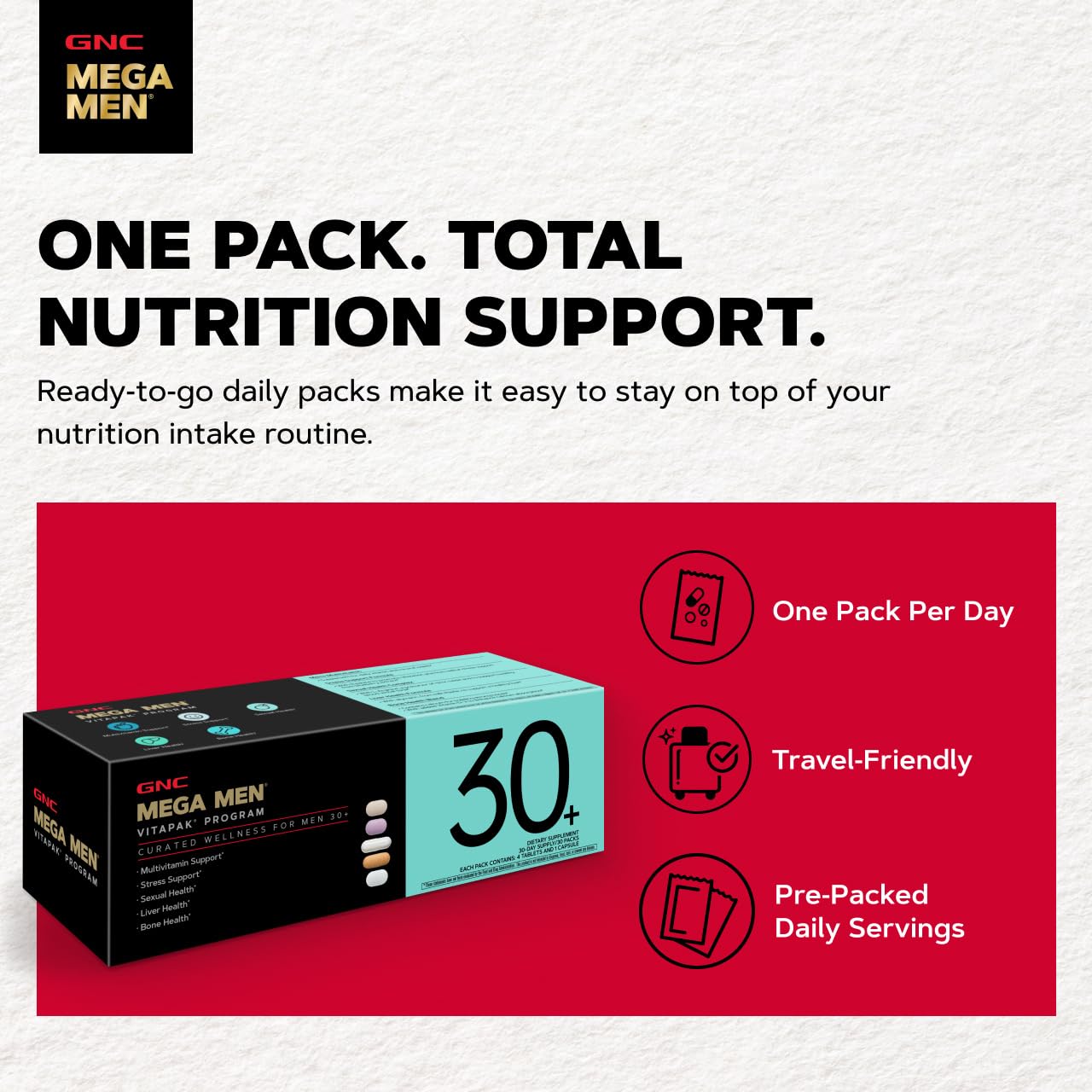 GNC Men's Multivitamin Vitapak Program 30+ nutritional information