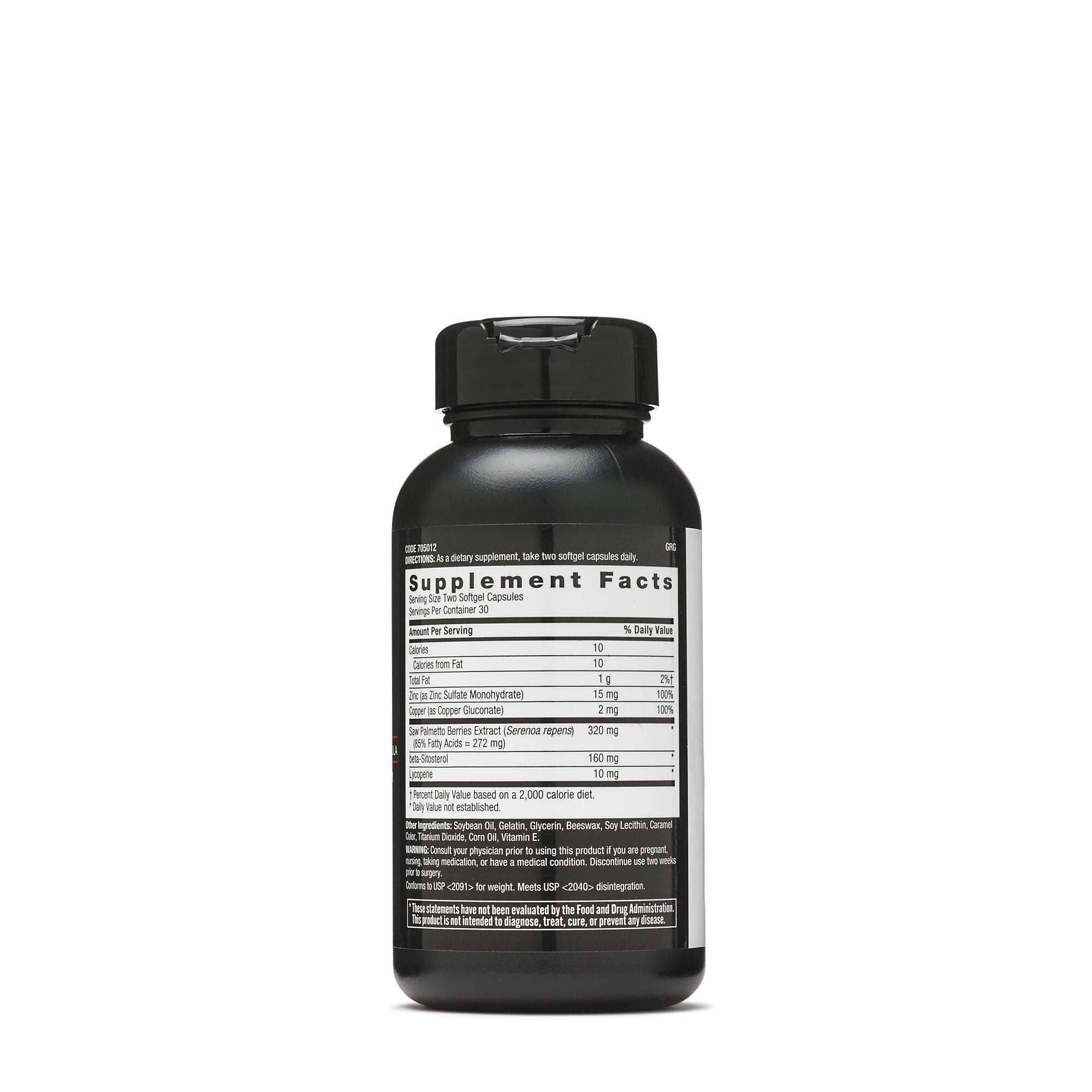 GNC Men's Prostate Formula 132g side view showing ingredients