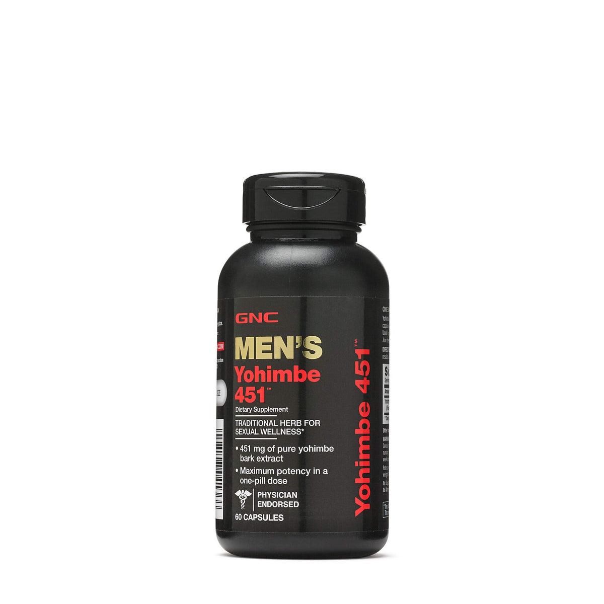 GNC Men's Yohimbe 451 capsules front view