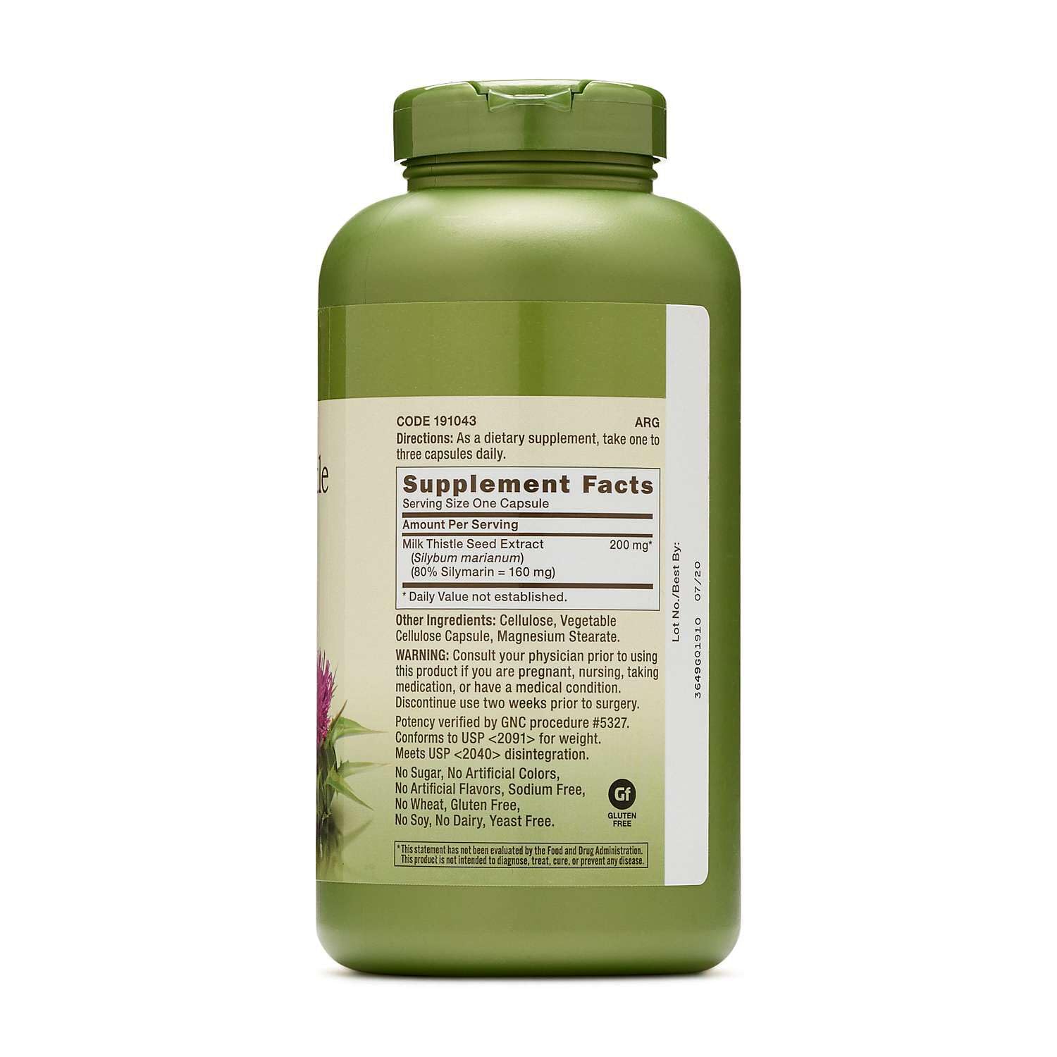 GNC Milk Thistle Extra Strength 1300mg supplement capsules close-up