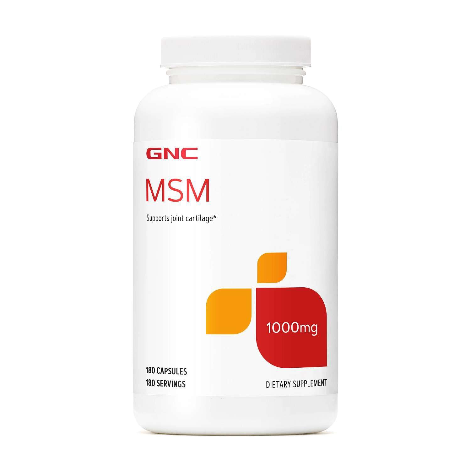 GNC MSM Capsules 180 Count front view of packaging