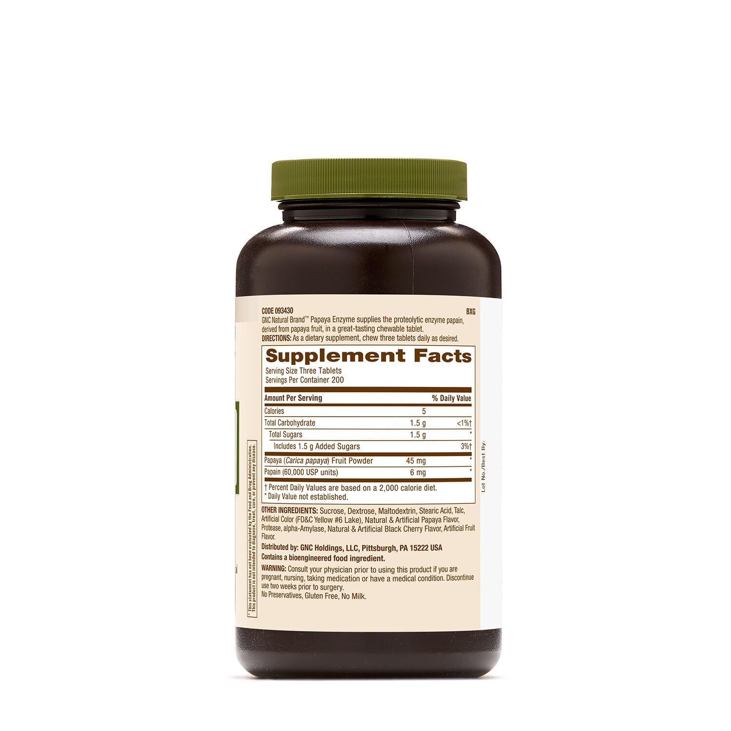 GNC Multi-Enzymes bottle with 600 tablets and label details
