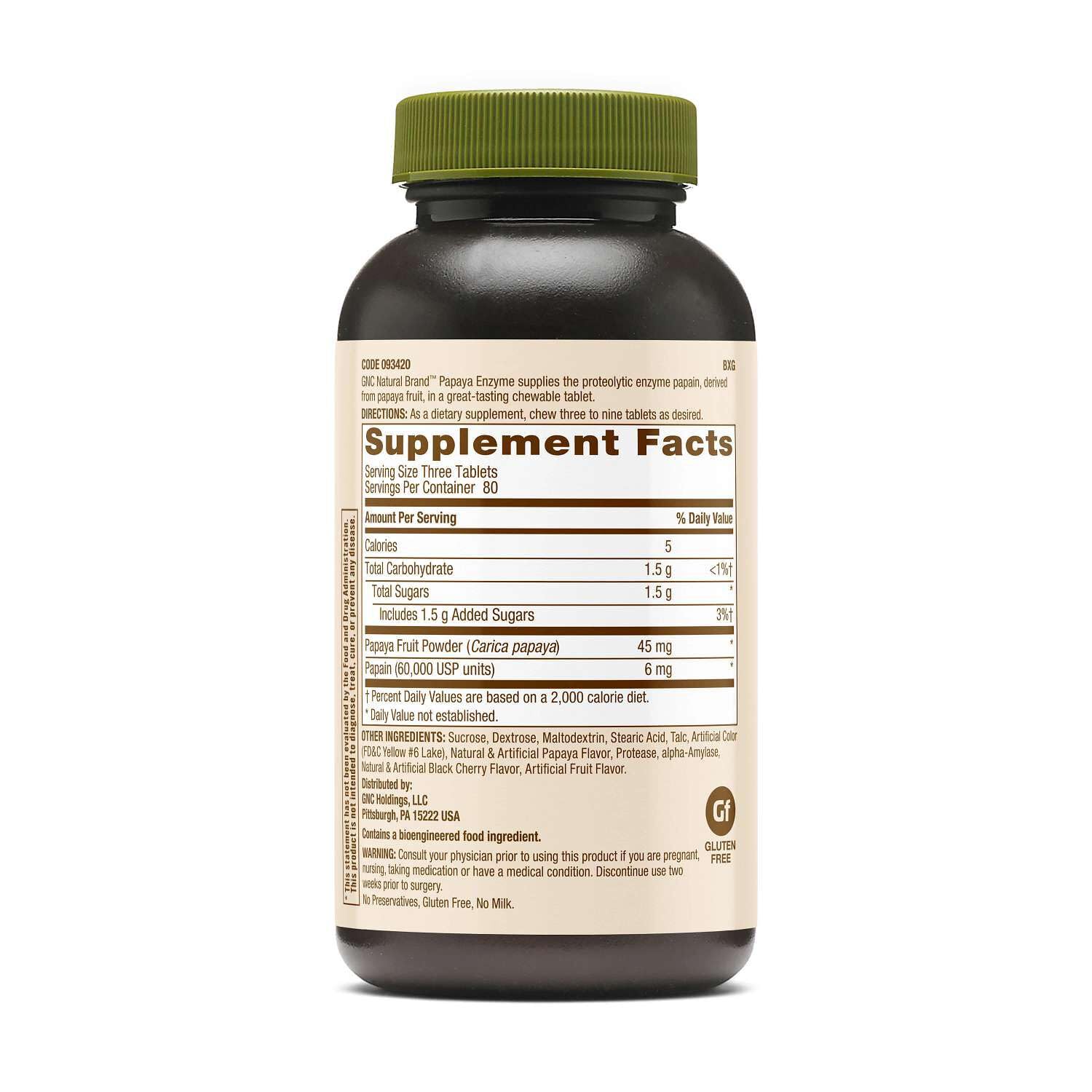 GNC Papaya Enzyme packaging side view