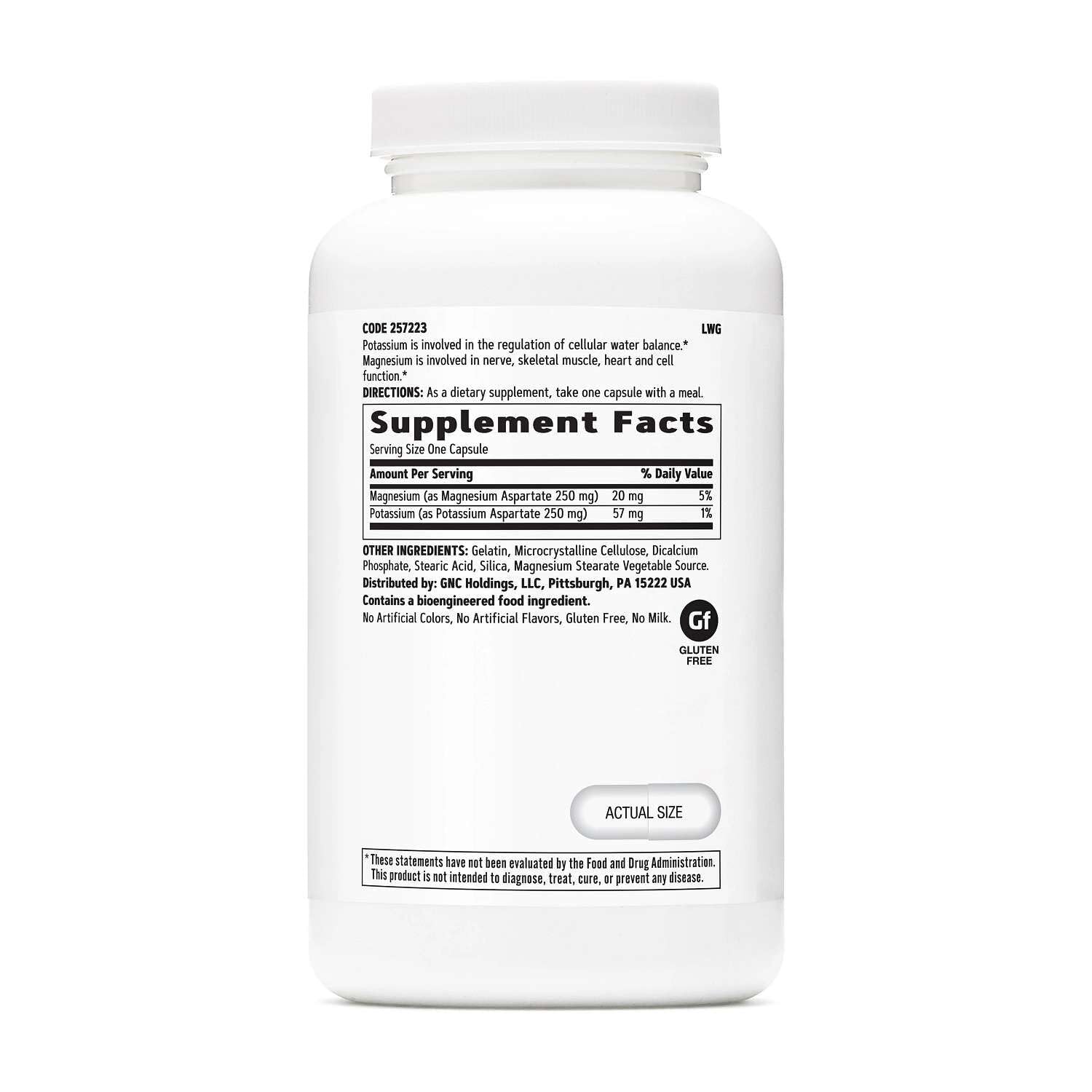 GNC Potassium and Magnesium Aspartate Capsules front view