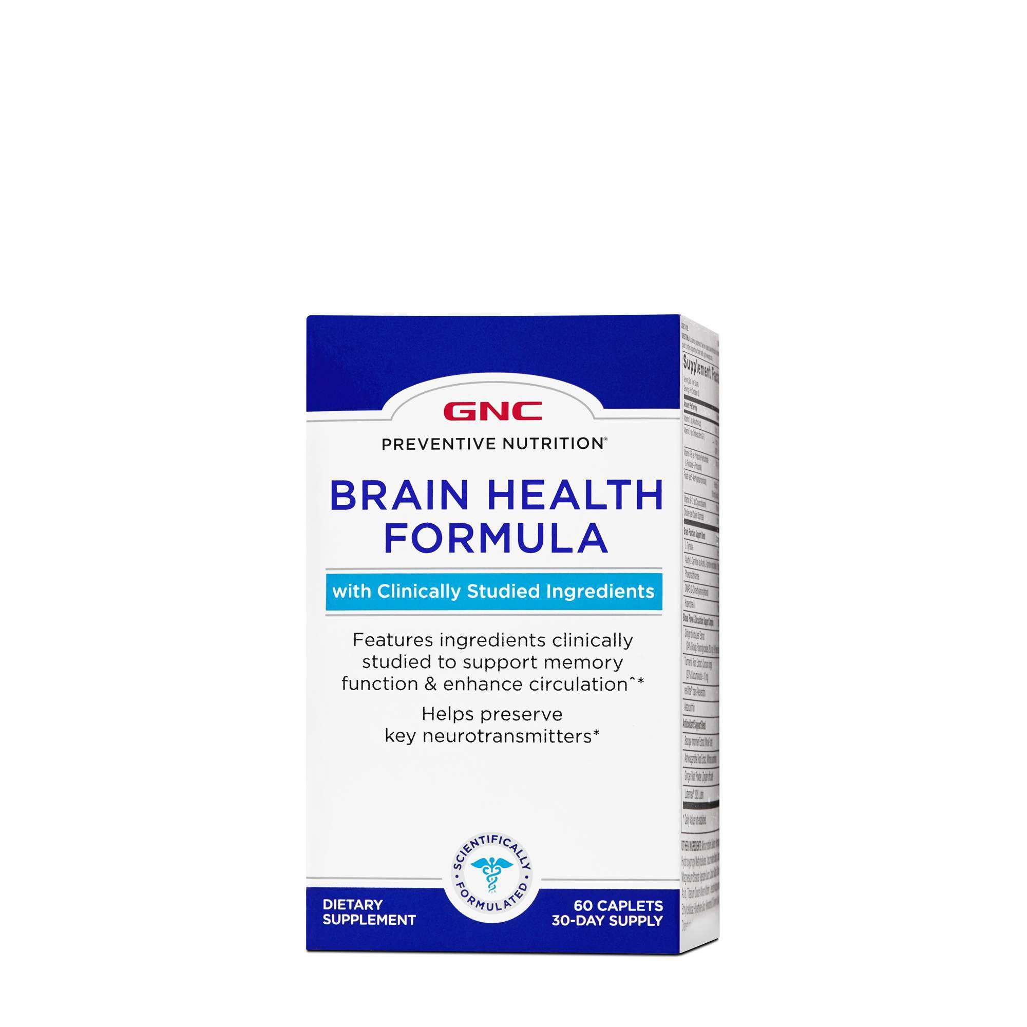 GNC Preventive Nutrition Brain Health Formula 60 Caplets front view