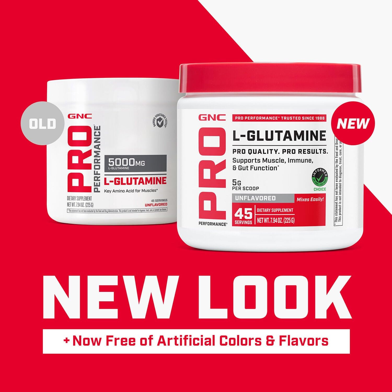GNC Pro Performance L-Glutamine 5000mg powder in a scoop
