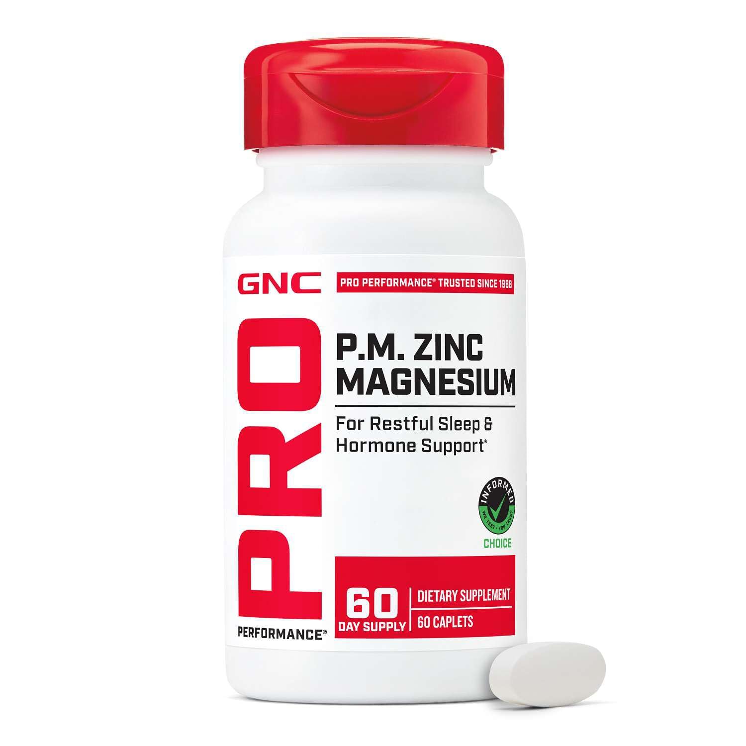 GNC Pro Performance Zinc Magnesium 351mg Nighttime Blend front view