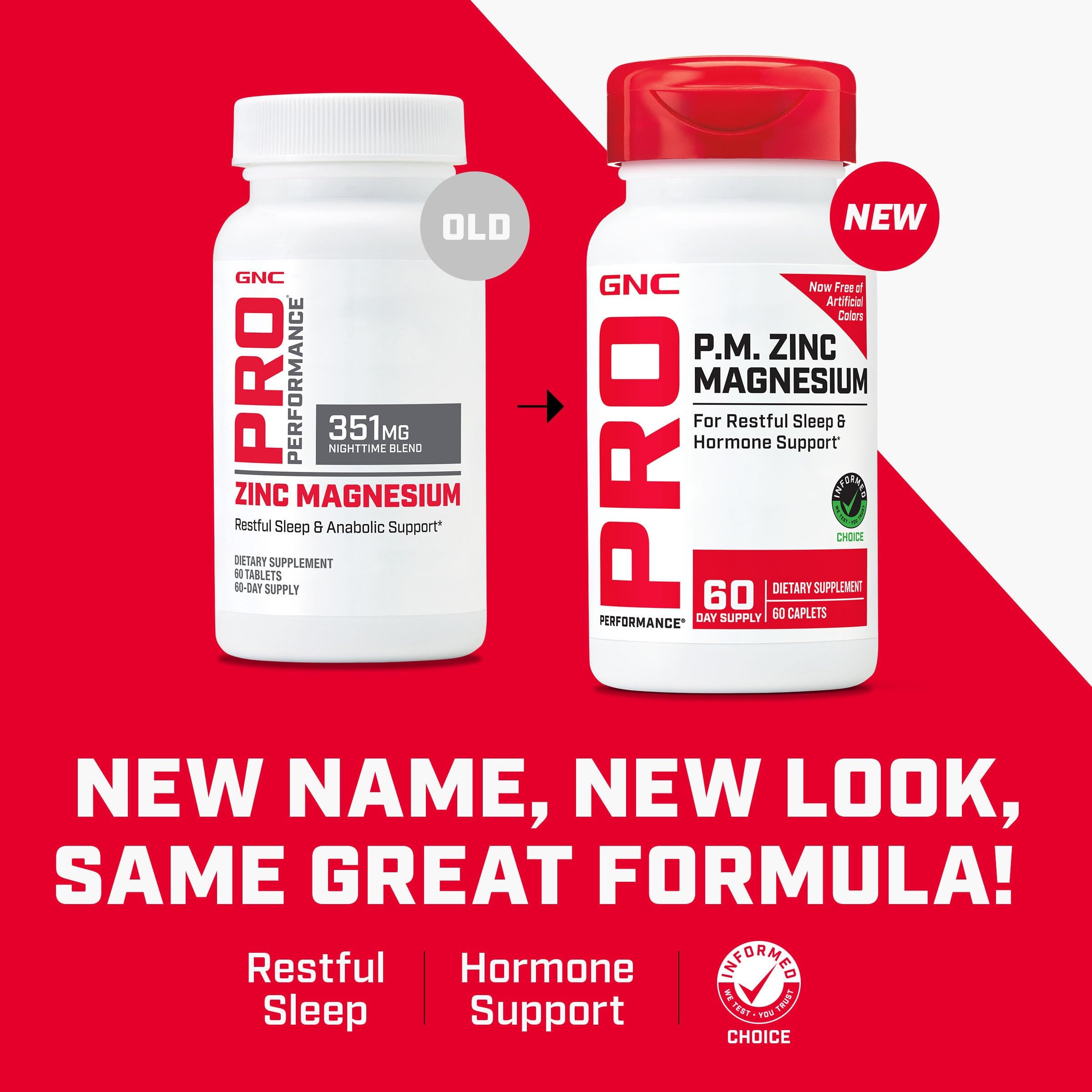 GNC Pro Performance Zinc Magnesium 351mg Nighttime Blend packaging