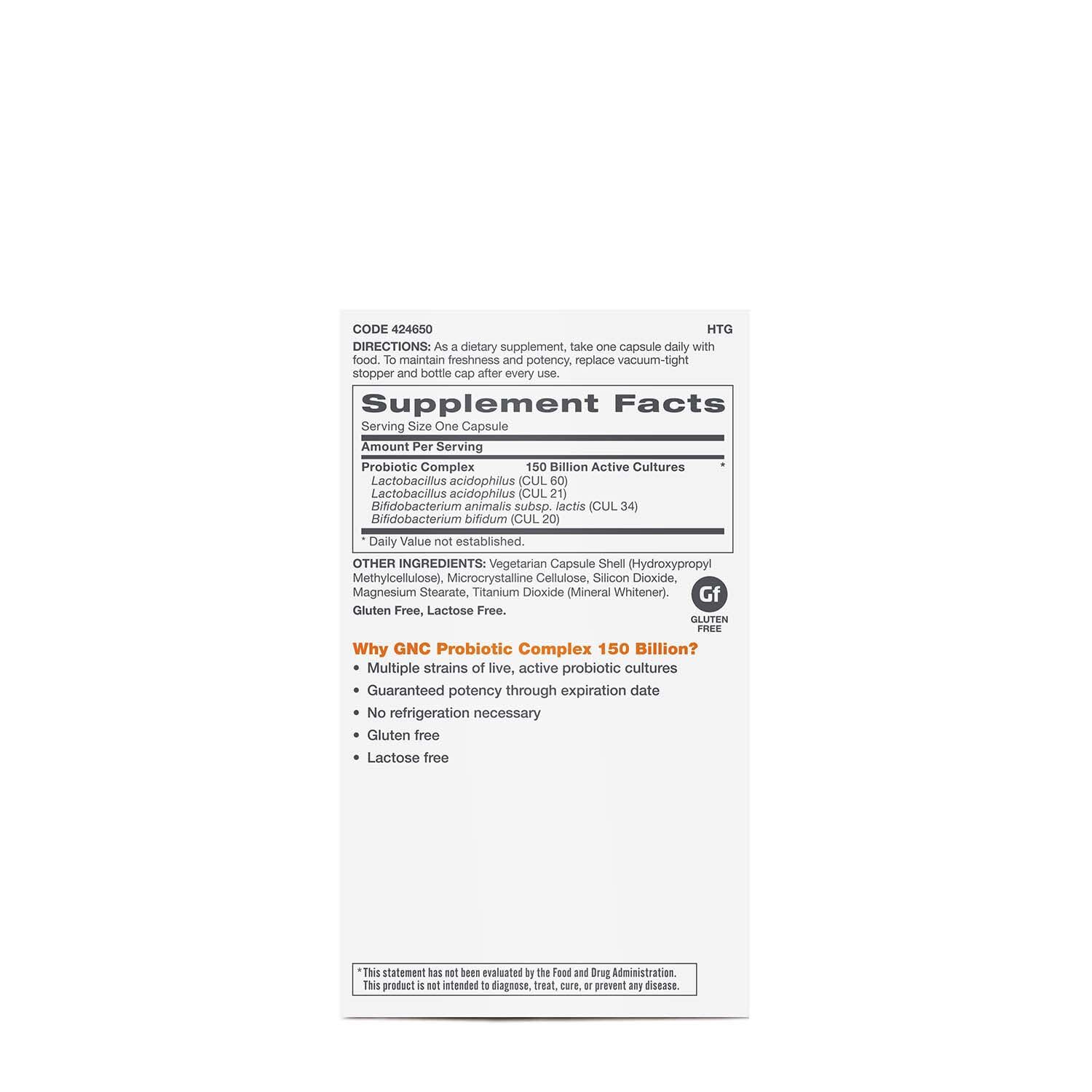GNC Probiotic Complex Extra Strength capsule close-up