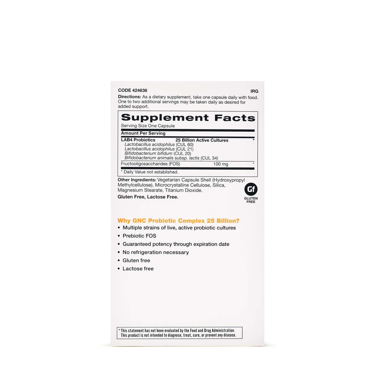 GNC Probiotic Daily Supplement side view showing capsule