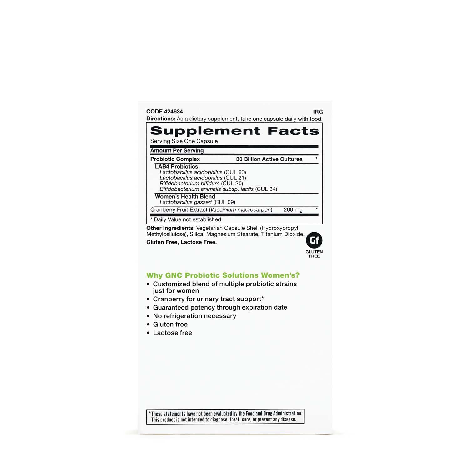 GNC Probiotic Solutions Women’s capsule bottle with label