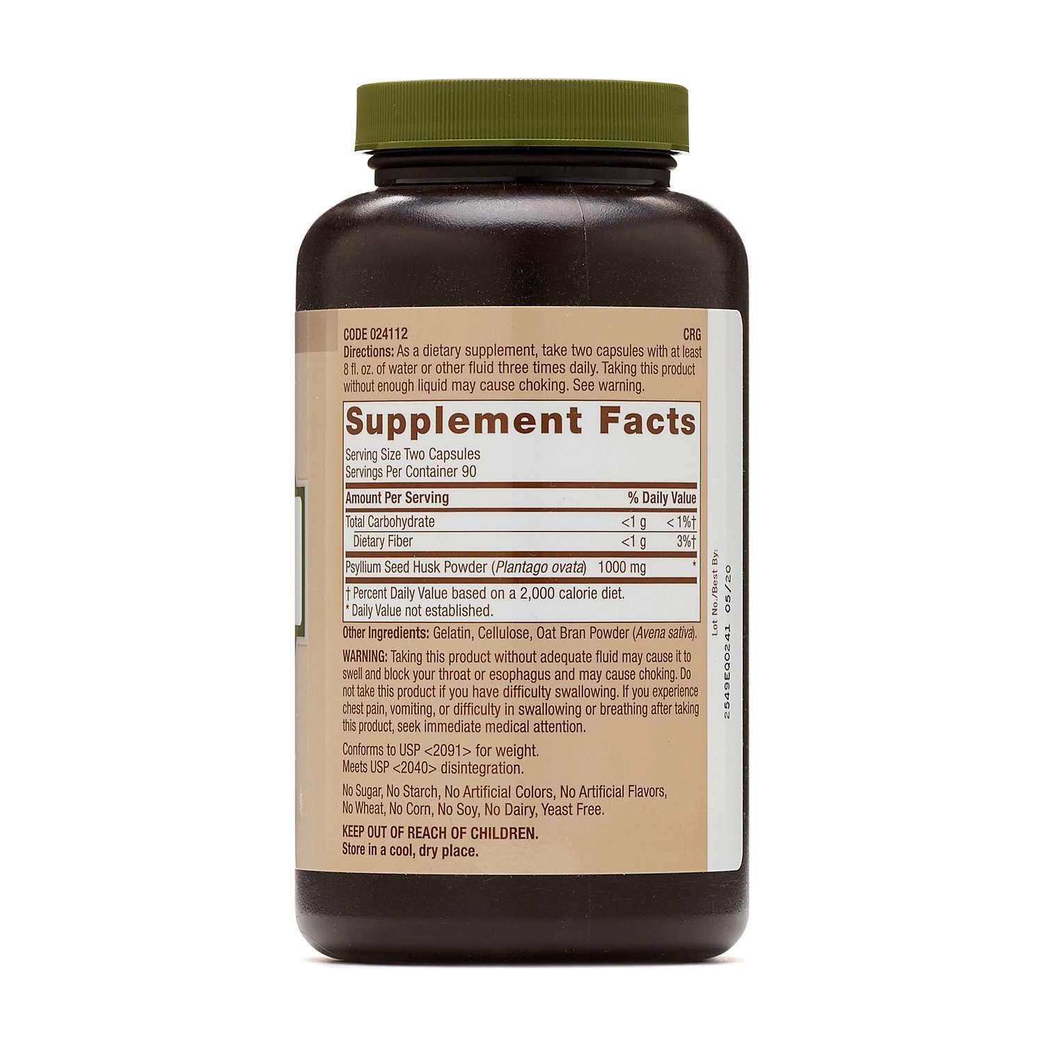 GNC Psyllium Seed Husk 500mg capsules side view