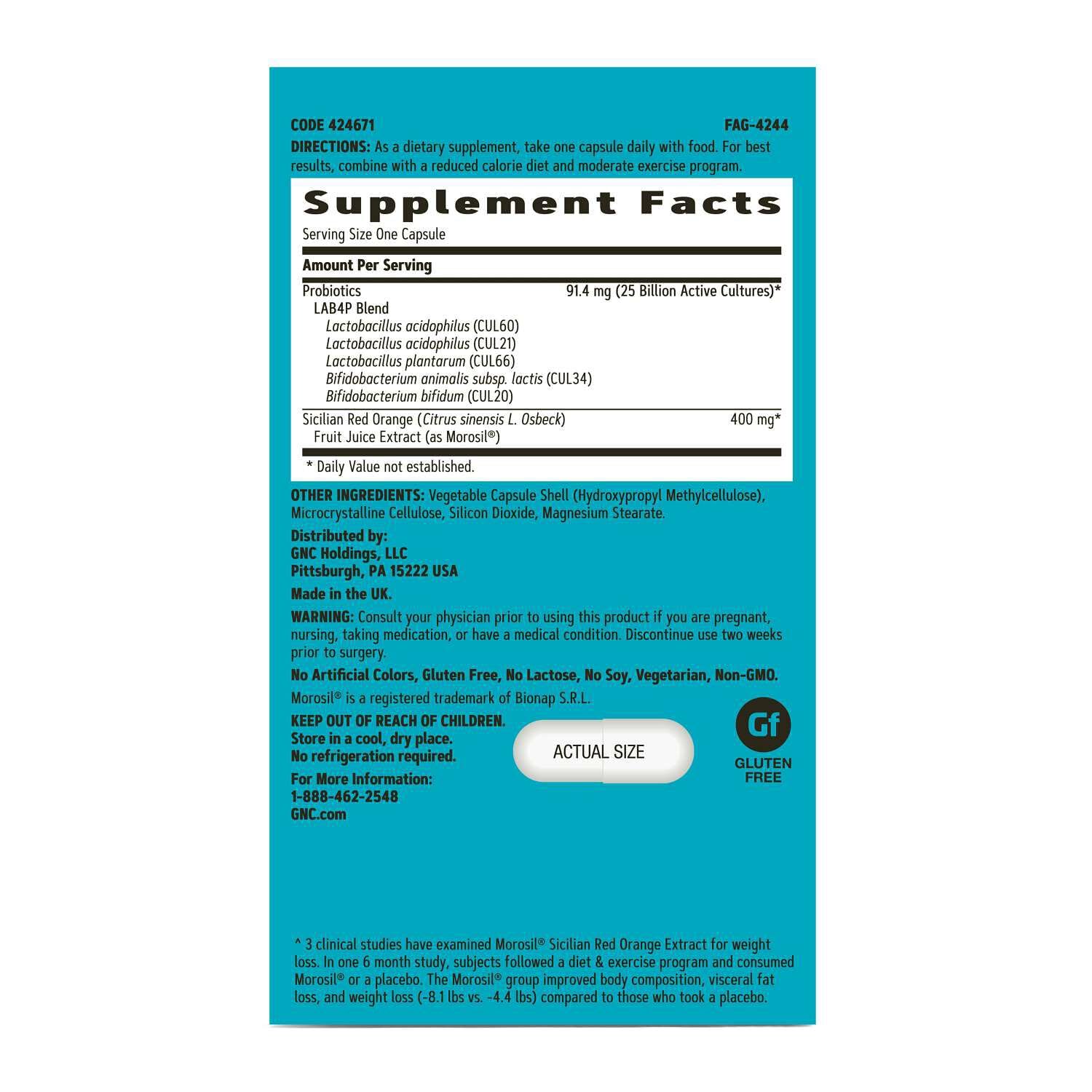 GNC Total Lean Probiotic 25 Billion CFU tablets side view