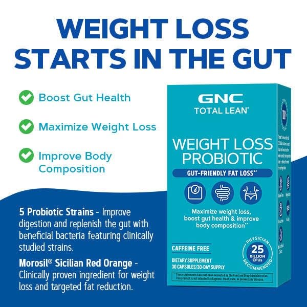 GNC Total Lean Probiotic 60 Tablets with ingredients list