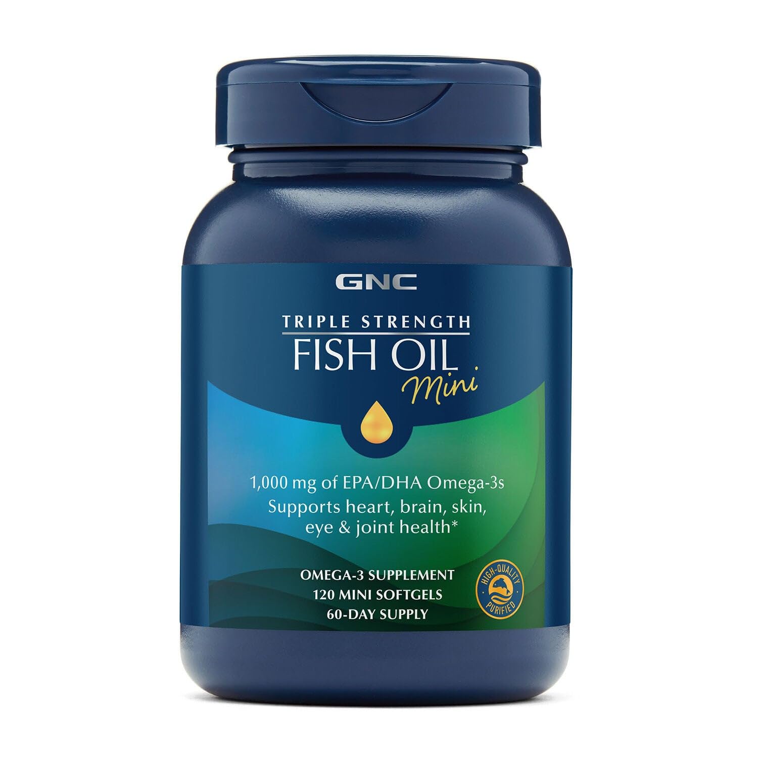 GNC Triple Strength Fish Oil 1000mg front view of packaging