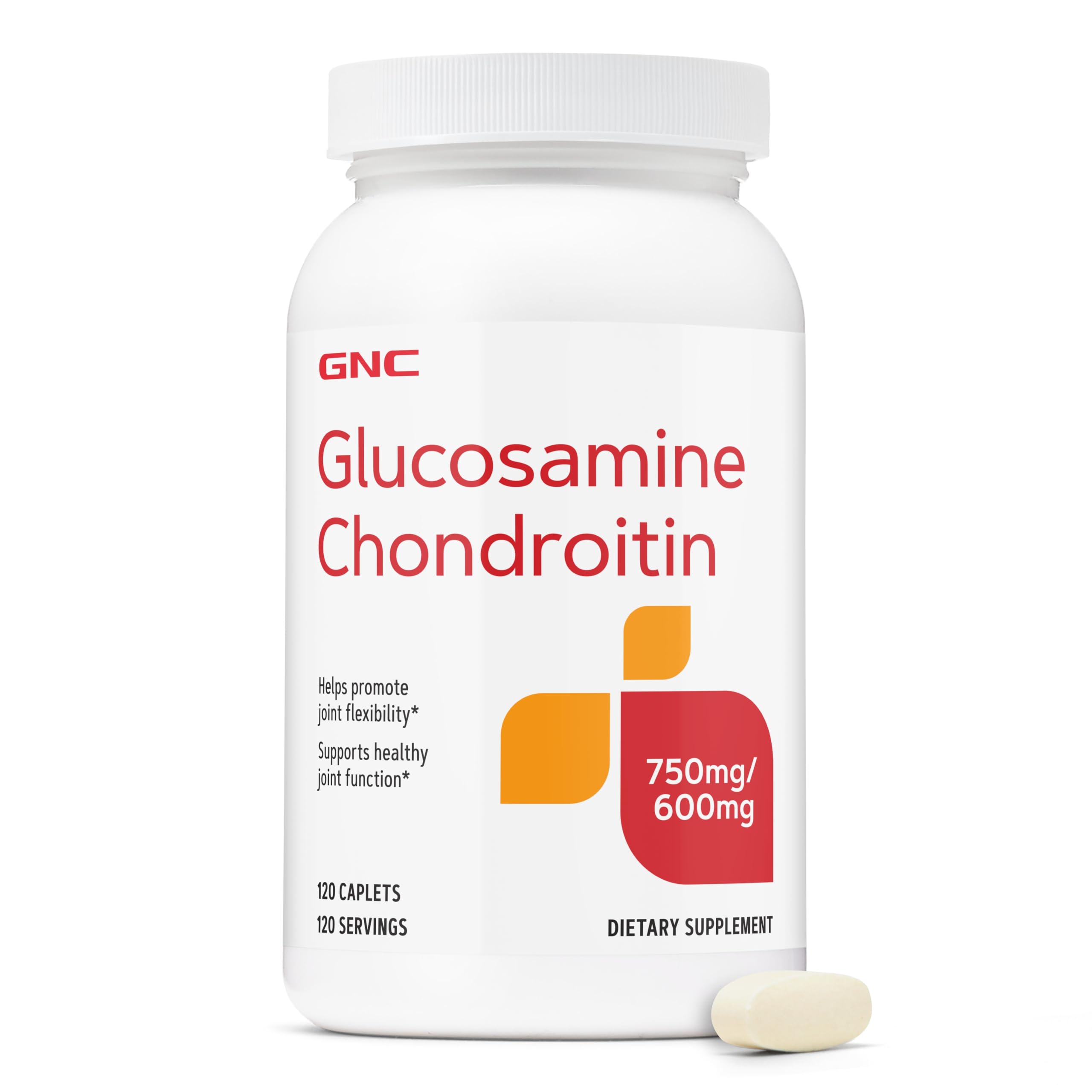 GNC Triple Strength Glucosamine Chondroitin caplets on a table