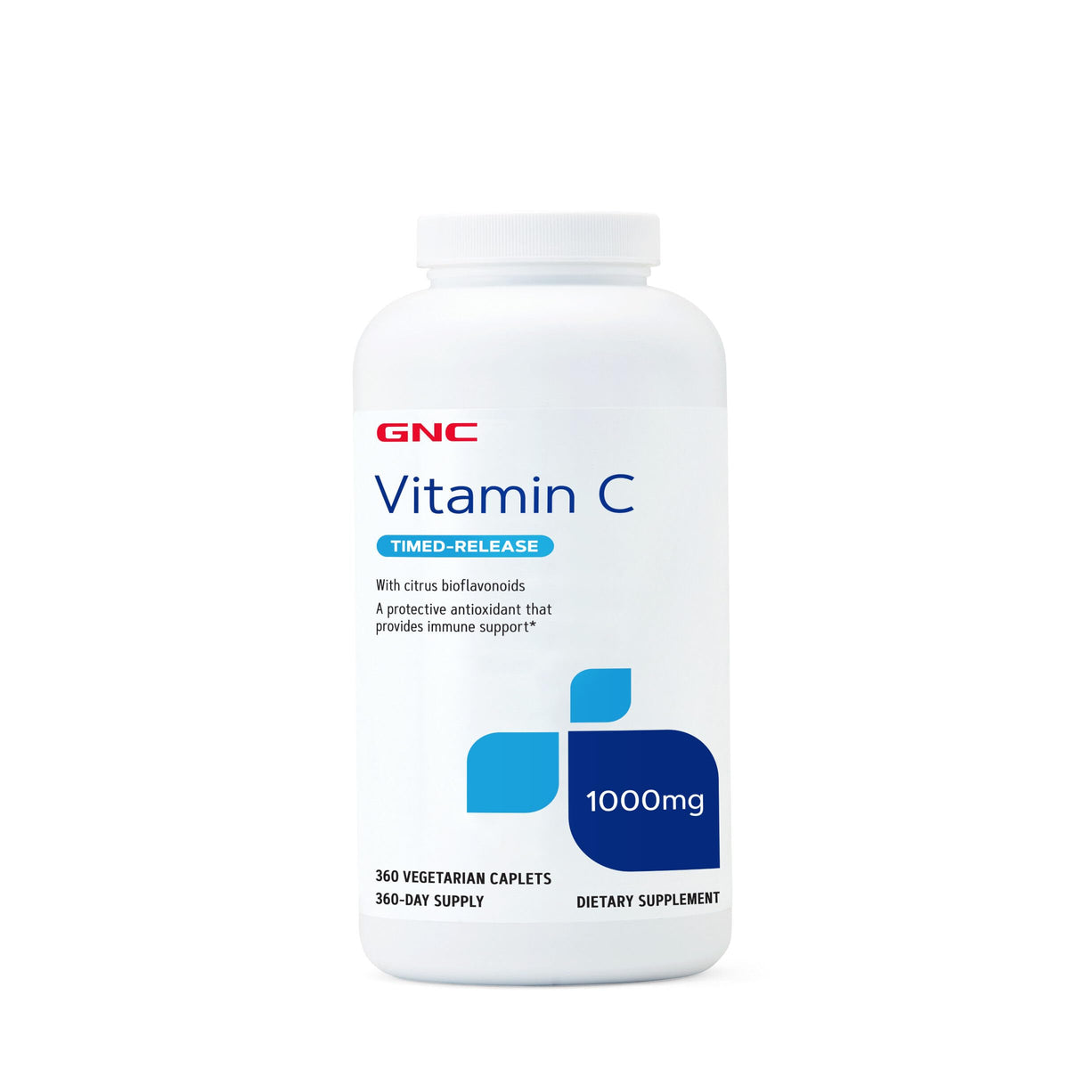 GNC Vitamin C Timed-Release 360 Vegetarian Caplets front view