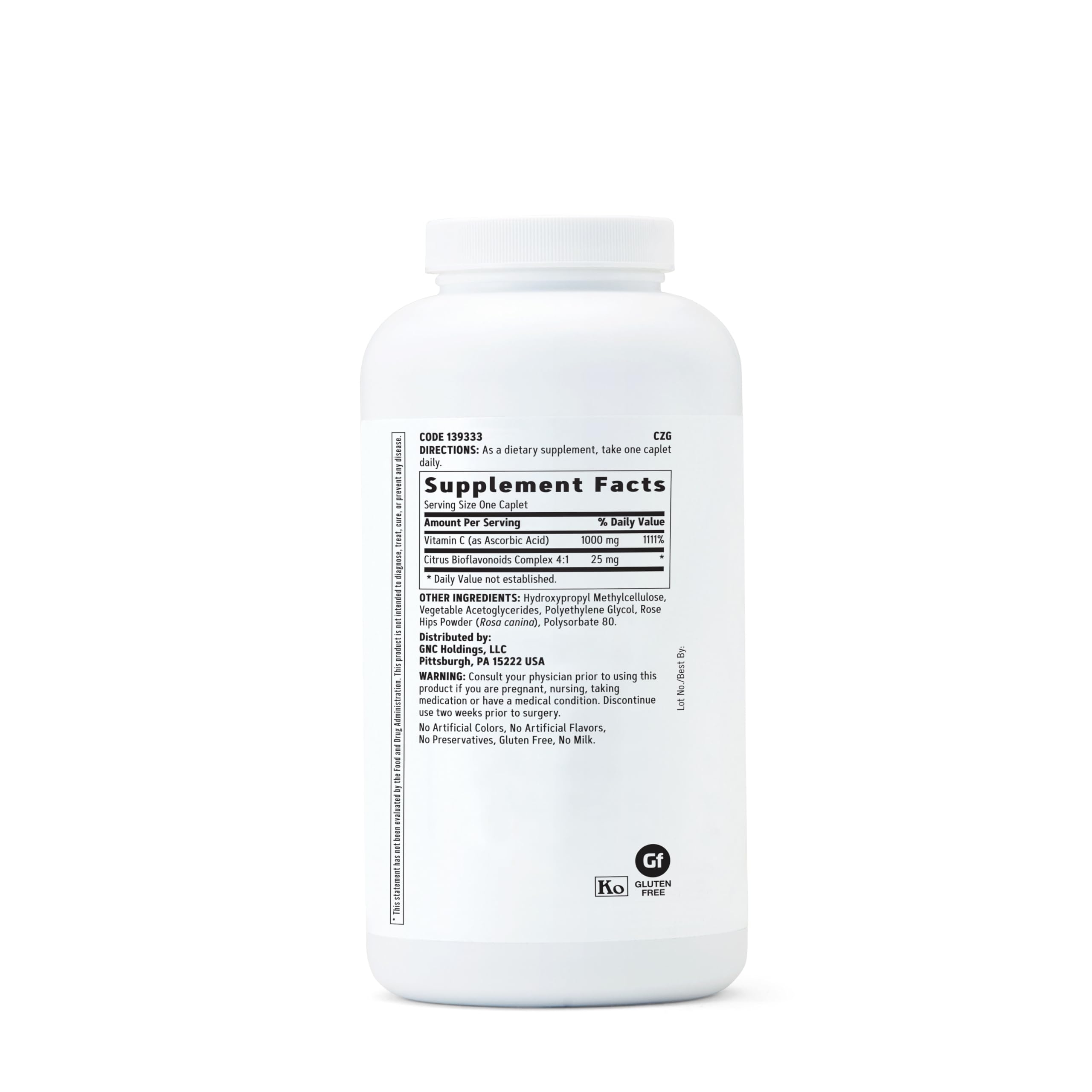 GNC Vitamin C Timed-Release caplets bottle with label