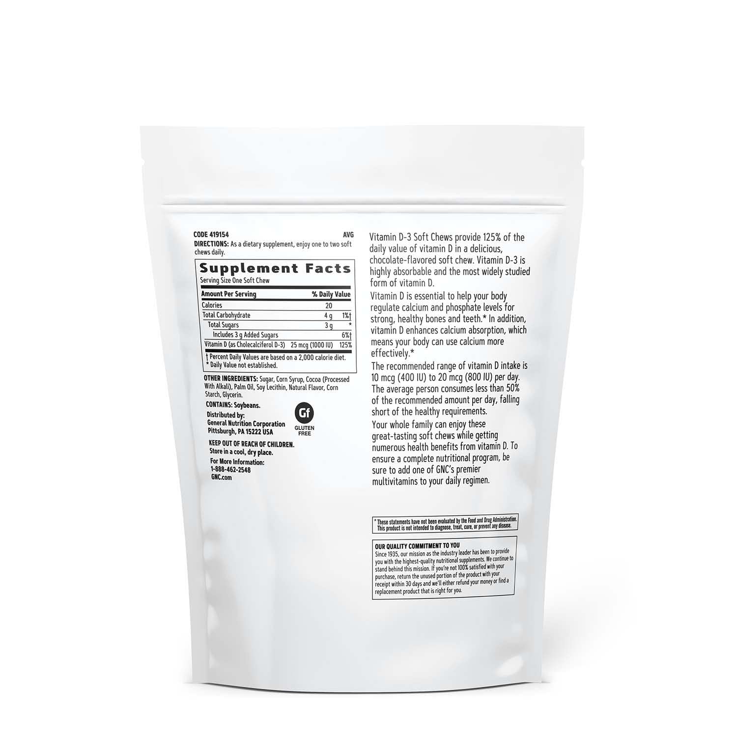 GNC Vitamin D-3 1000 IU soft chews packaging