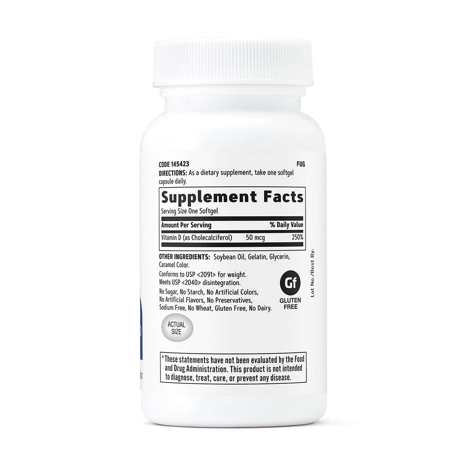 GNC Vitamin D-3 Softgels bottle side view