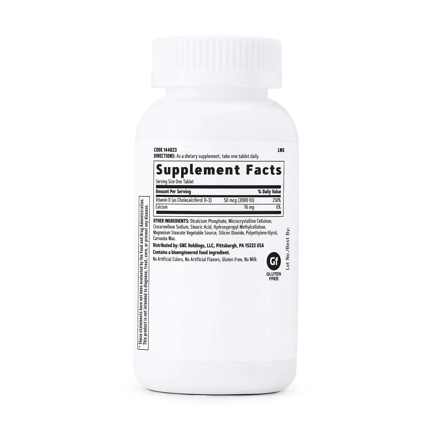 GNC Vitamin D-3 Tablets bottle side view