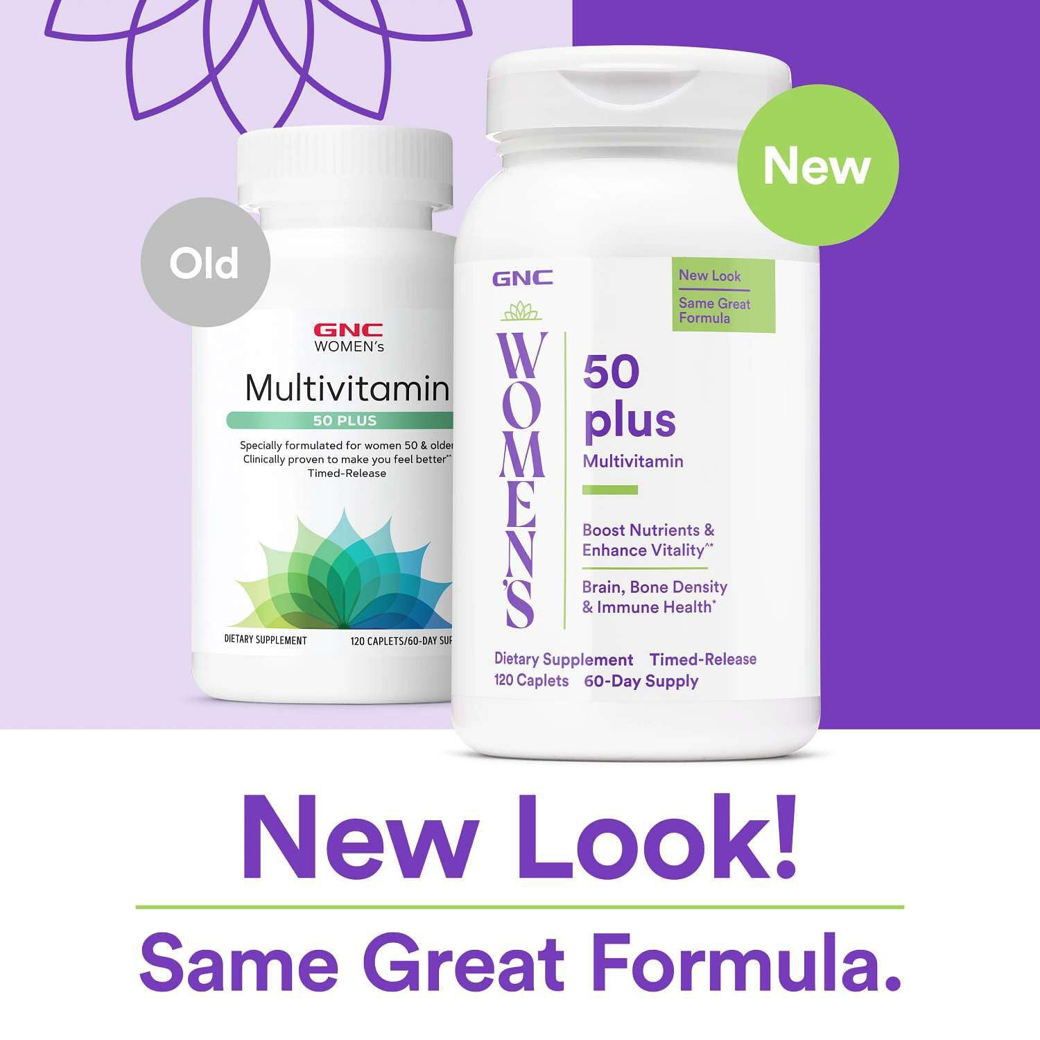GNC Women's 50 Plus Multivitamin 120 Caplets side view