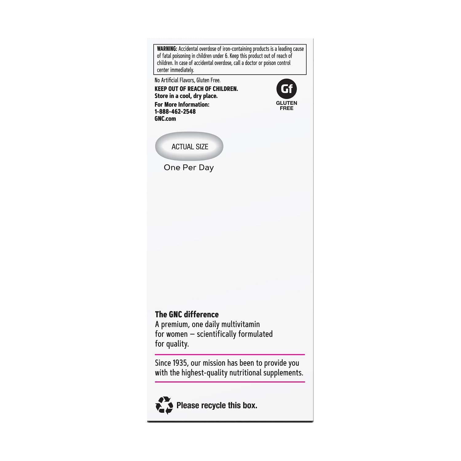 GNC Women's One Daily Multivitamin 60 Capsules opened bottle