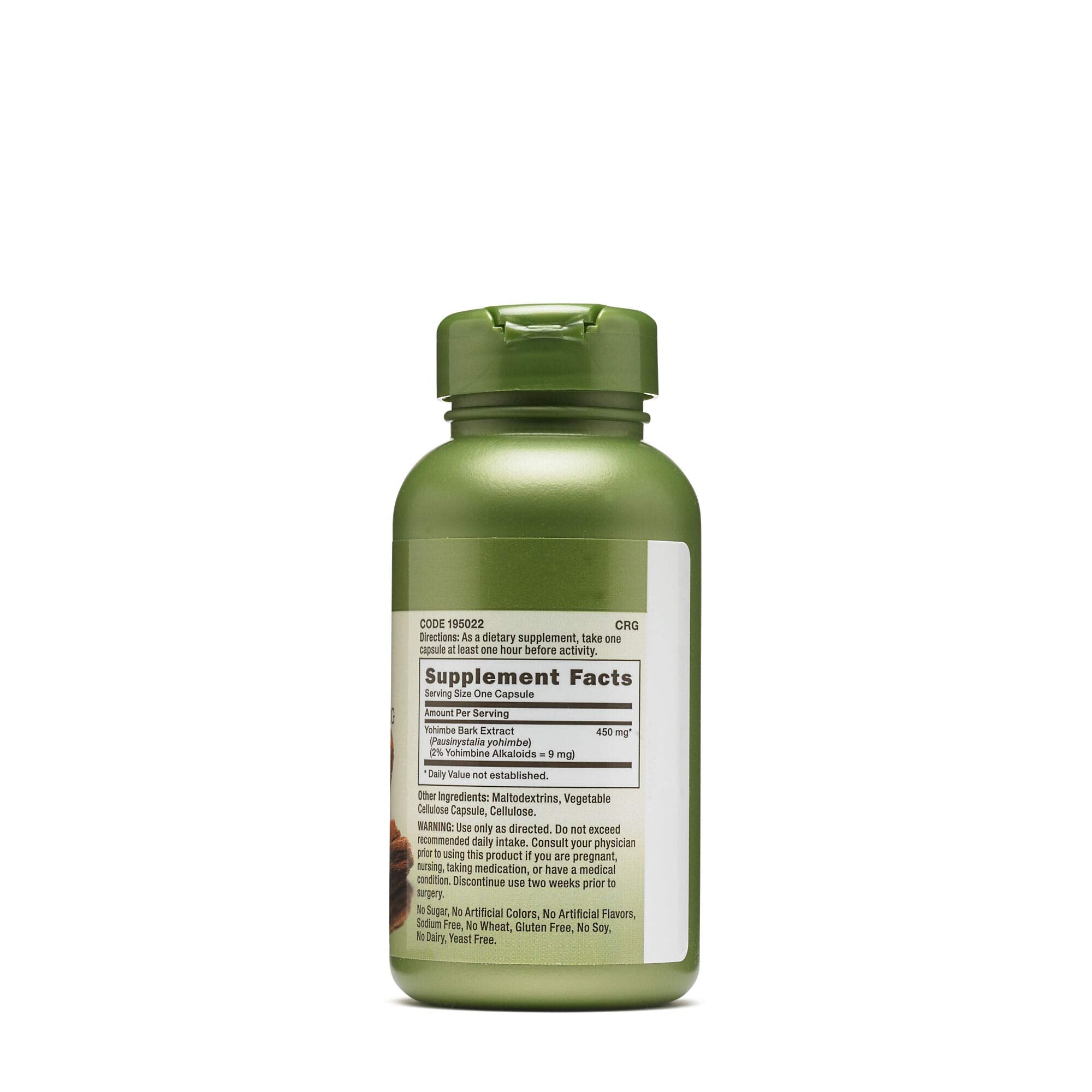 GNC Yohimbe Extract 450 mg vegetarian capsules close-up