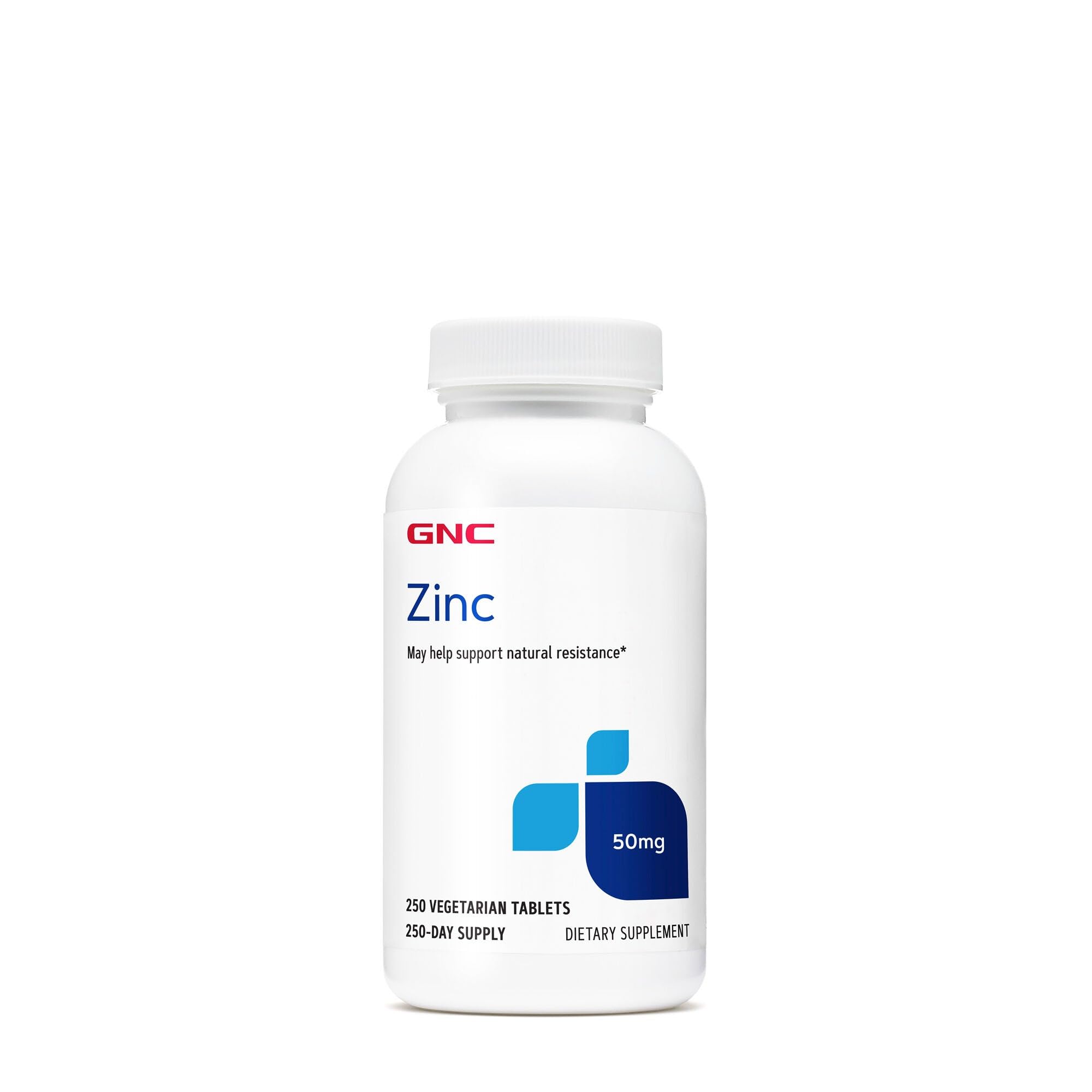 GNC Zinc Supplement 250 tablets front view