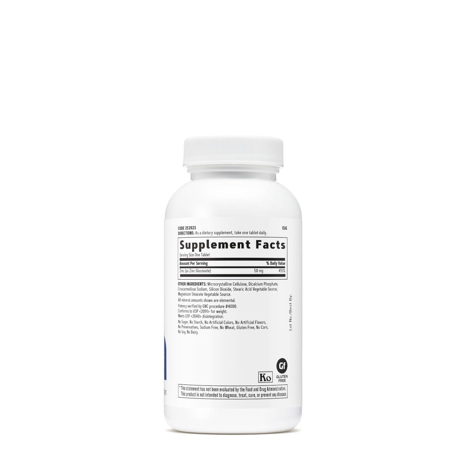 GNC Zinc Supplement bottle side view