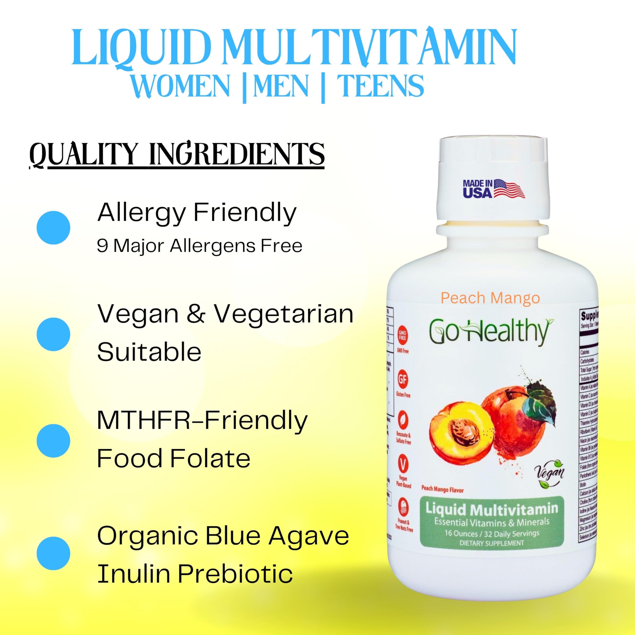 Go Healthy Natural Liquid Multivitamin 590g back view