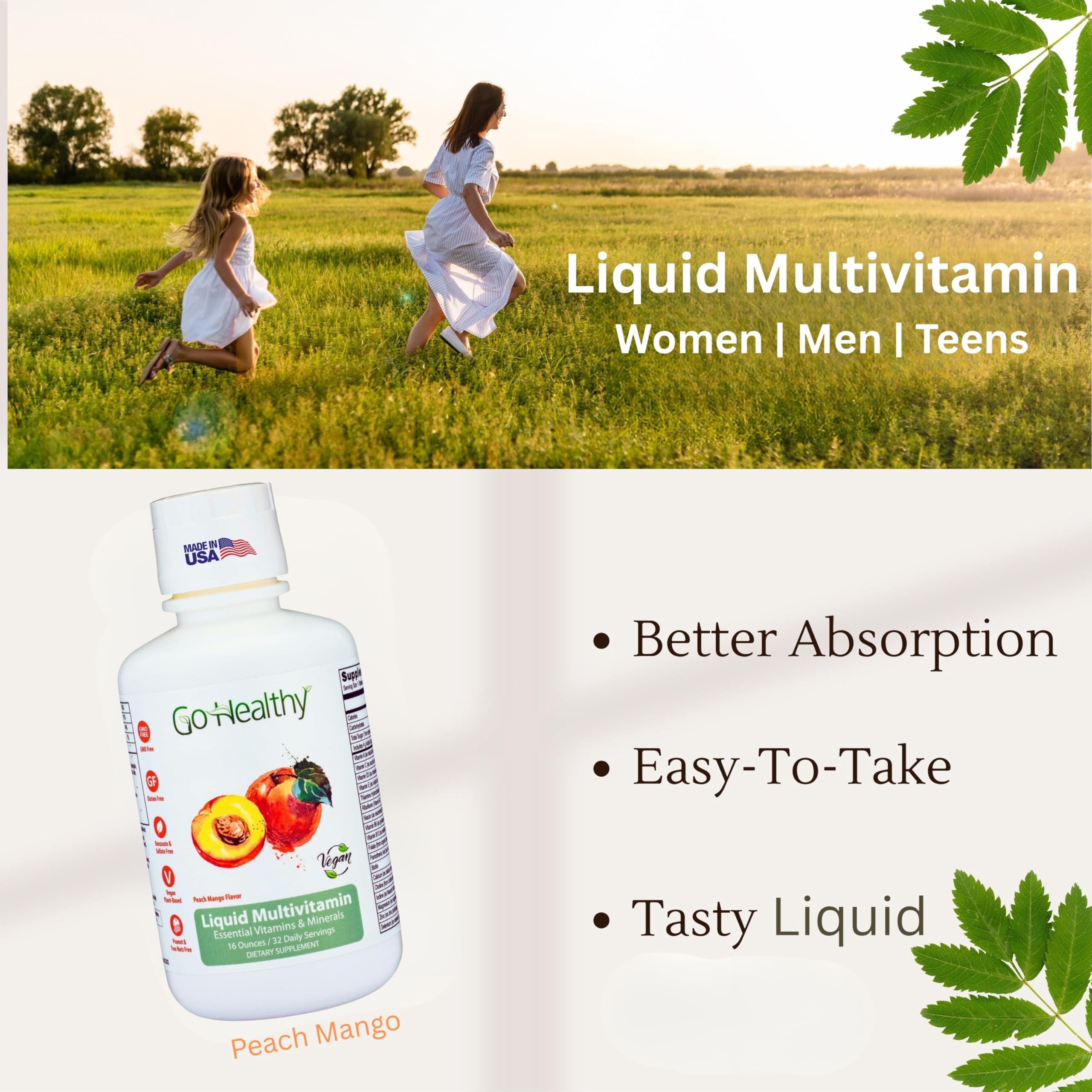 Go Healthy Natural Liquid Multivitamin 590g side view